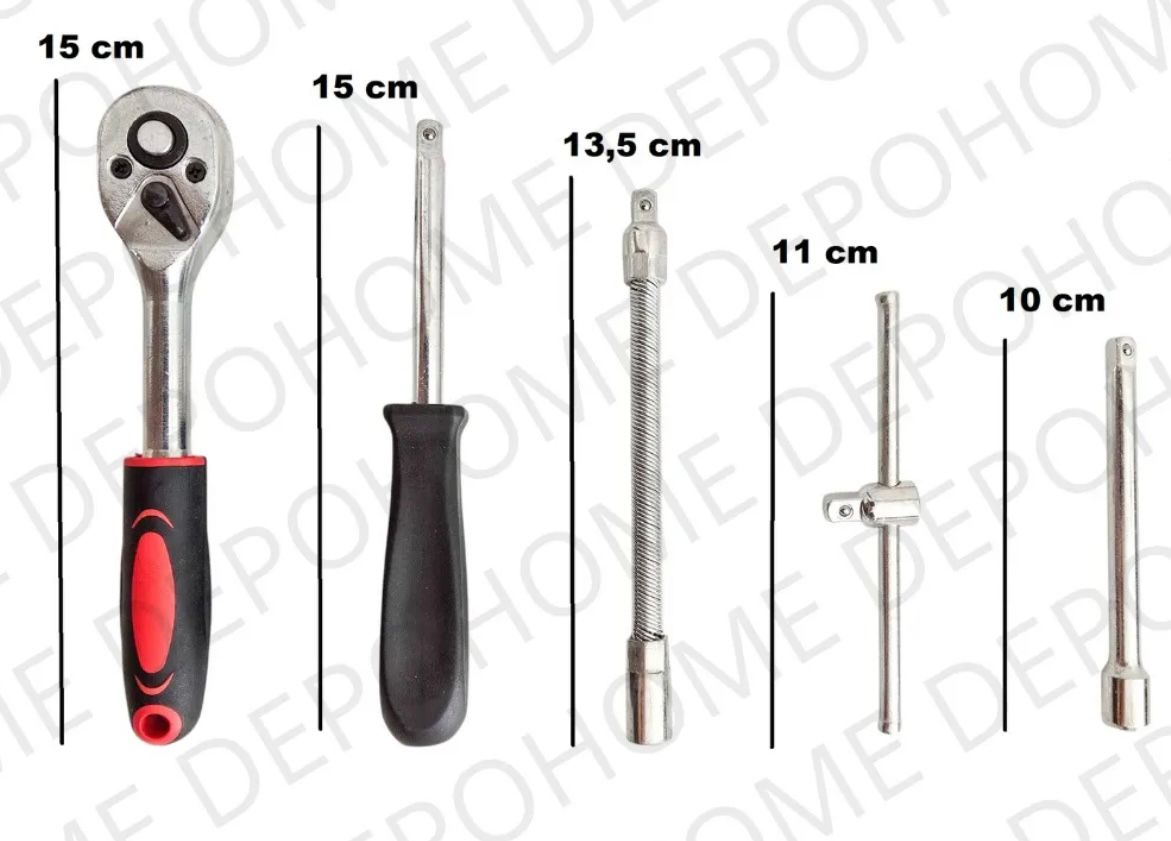 🔧 Set de Llaves Tubo 1/4" con Criquet – 46 Piezas