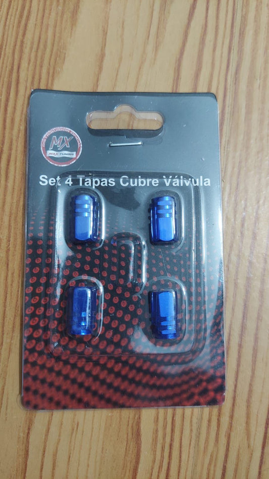 Set de 4 Tapas Cubre Válvulas – Universales para Auto y Moto- ROJO - AZUL - NEGRO - PLATA