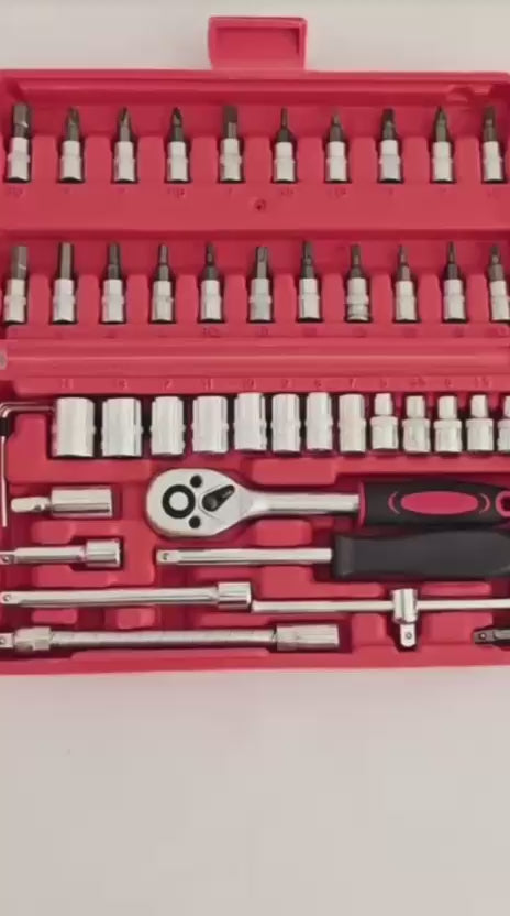 🔧 Set de Llaves Tubo 1/4" con Criquet – 46 Piezas